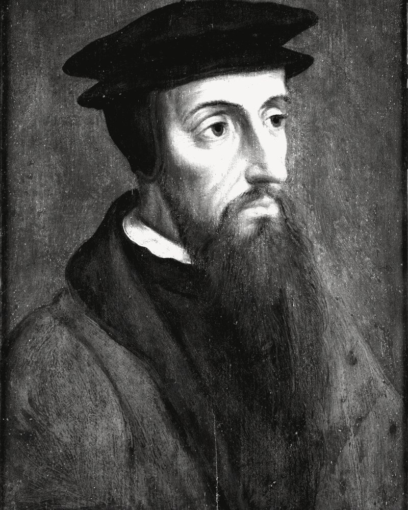 John Calvin, anonymous 16th-century lit-portrait