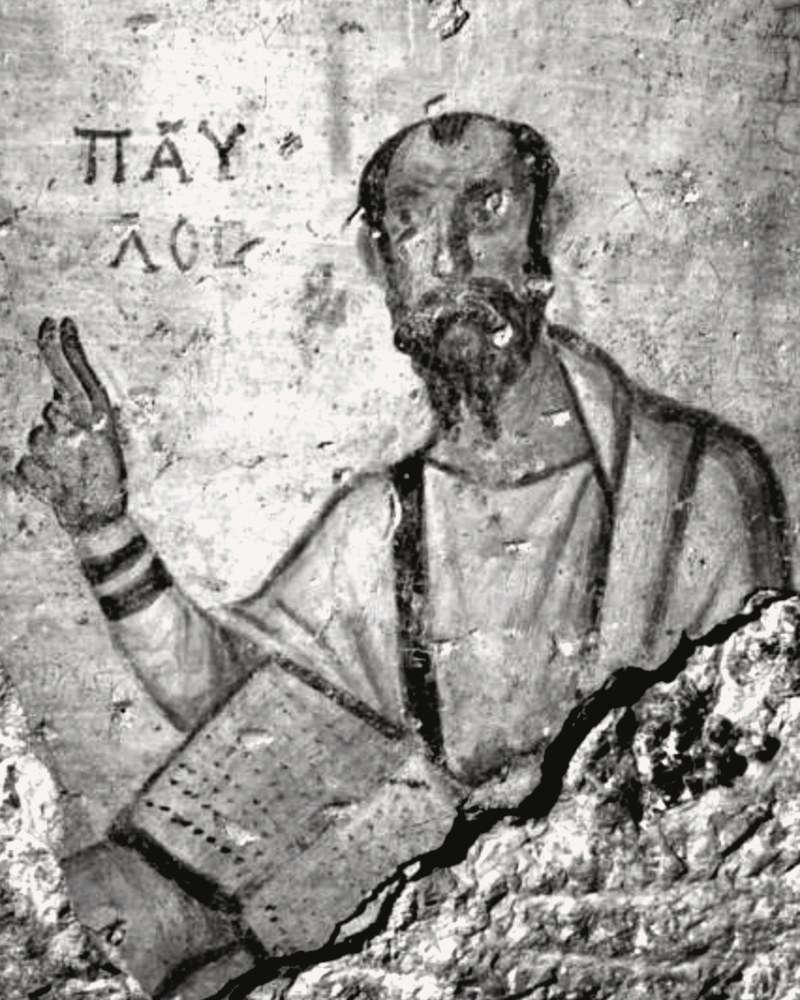 Paul the Apostle, 4th-century fresco from the Catacombs of Saint Thecla